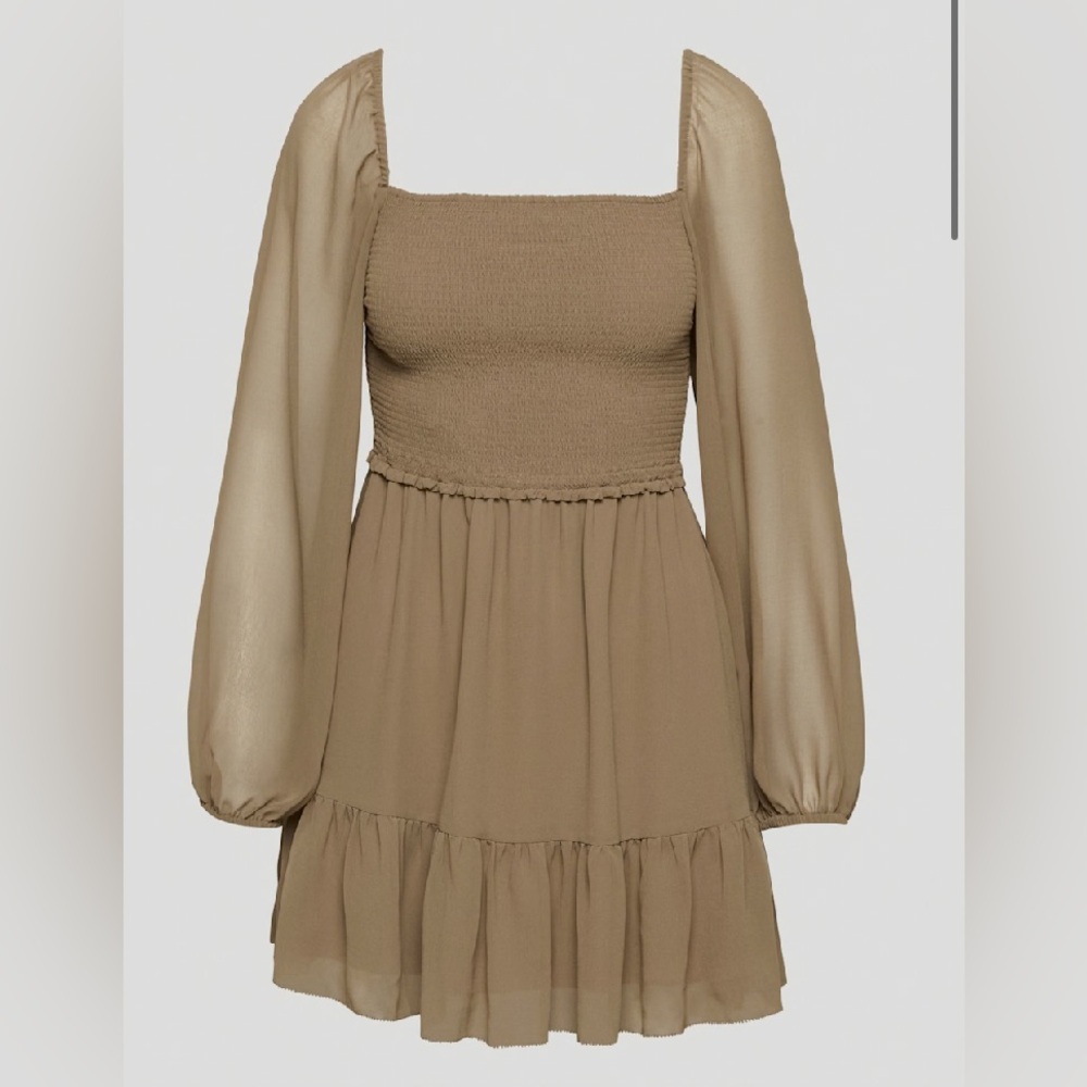 New Aritzia Wilfred Tempest Smocked chiffon mini dress